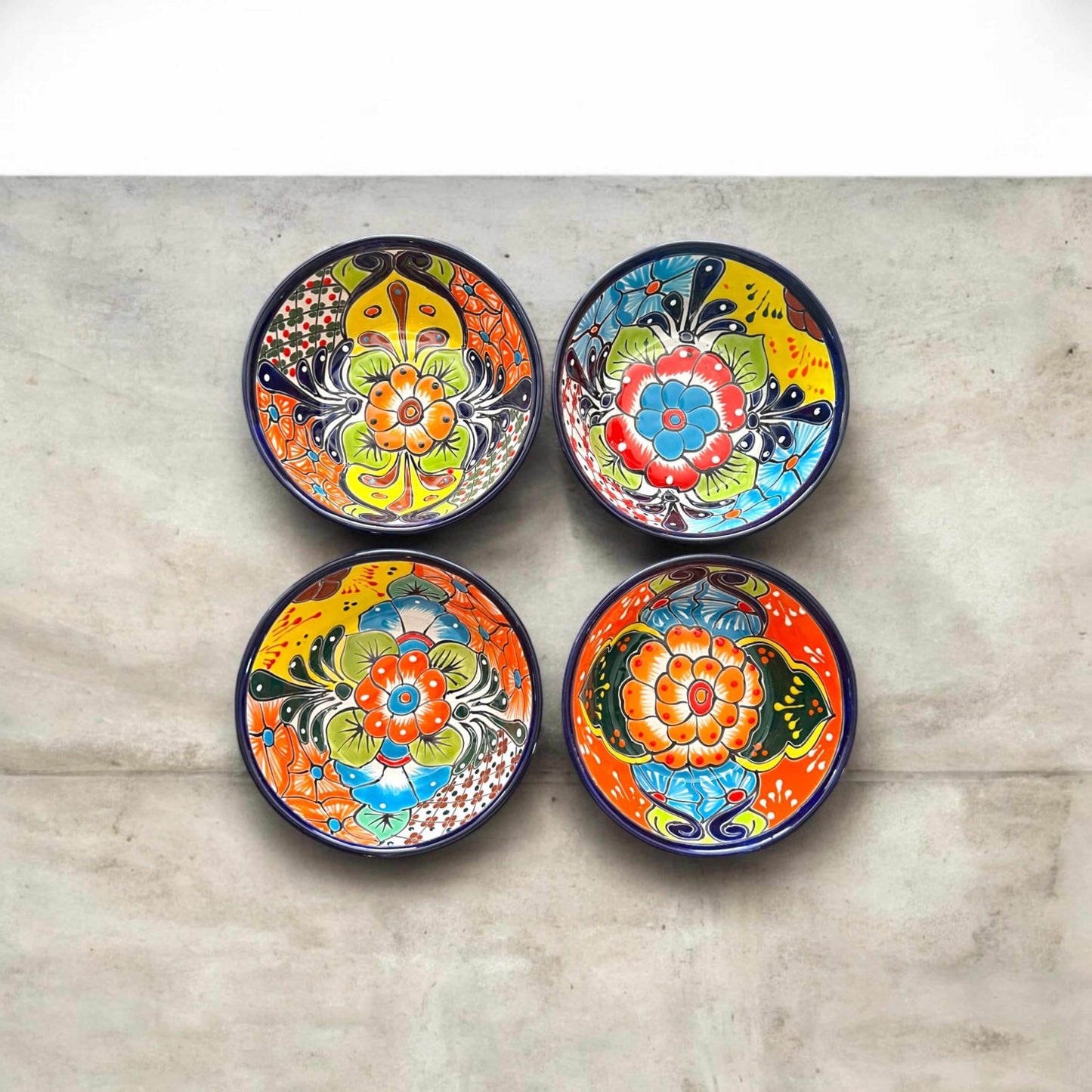 7.5" Talavera Soup Bowl | Handmade Mexican Dinnerware - set of four colorful hand-painted Talavera bowls from Guanajuato, Mexico
