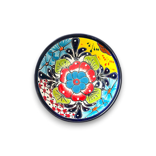 7.5" Talavera Soup Bowl | Handmade Mexican Dinnerware hand-painted colorful floral patterned soup bowl from Guanajuato, lead-free glaze