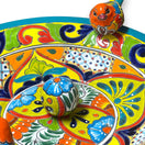 Handmade Talavera Bird Bath Fountain | Mexican Ceramic Art - vibrant hand-painted cobalt blue and multicolor ceramic bird bath