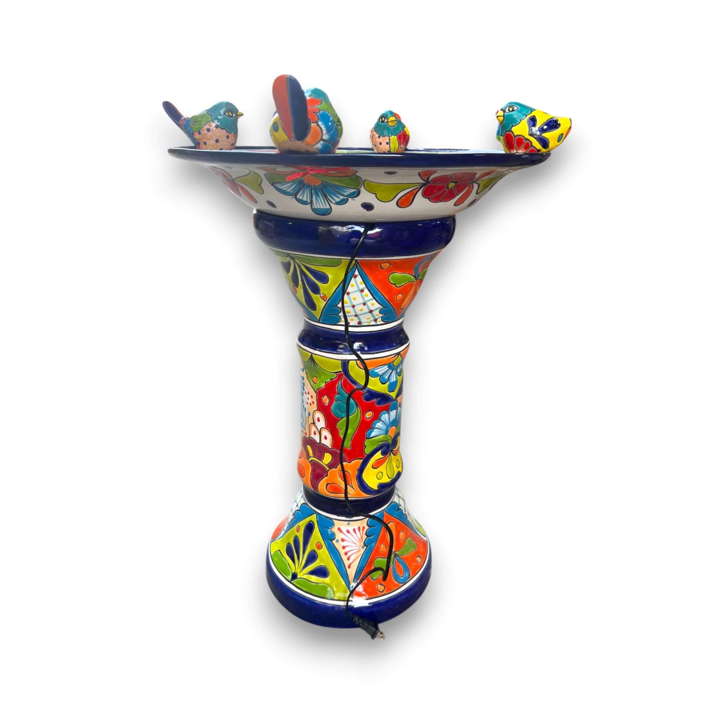 Handmade Talavera Bird Bath | Ceramic Art Fountain