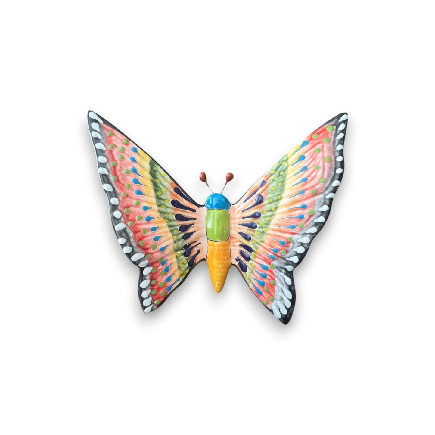 Set of 3 Talavera Butterfly Wall Hangings | Handmade Ceramic Decor - single colorful handmade Talavera butterfly wall hanging