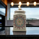 Mexican Handmade Talavera Canister Set | Puebla Mexican Pottery hand-painted ceramic canister with colorful floral medallion design