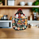 Handmade Talavera Catrina Figurine | Day of the Dead Ceramic Art hand-painted Talavera Catrina with colorful floral skirt