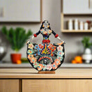Handmade Talavera Catrina Figurine | Day of the Dead Ceramic Art colorful hand-painted Talavera Catrina on wooden table