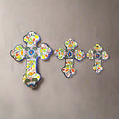 Set of 3 Talavera Wall Crosses | Handmade Mexican Ceramic Art - handcrafted colorful Talavera floral ceramic crosses from Guanajuato, Mexico