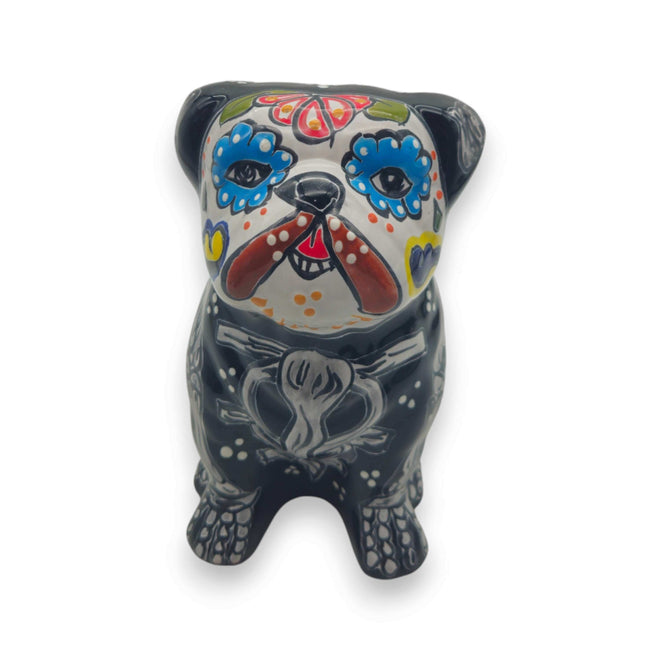 Day Of The Dead Bulldog Figurine - Handmade Talavera