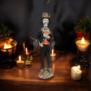 Talavera Day of the Dead Catrin | Handmade Wedding Skeleton Man hand-painted Talavera figurine displayed with candles