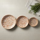 Handcrafted Talavera Dinnerware Set | Brown & White 4-Piece - three nested brown and white floral bowls, handcrafted Mexican ceramic set