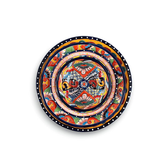 30-Piece Talavera Dinnerware Set | Colorful Tableware (Seats 6) - hand-painted Talavera charger plate with vibrant floral and bird motif