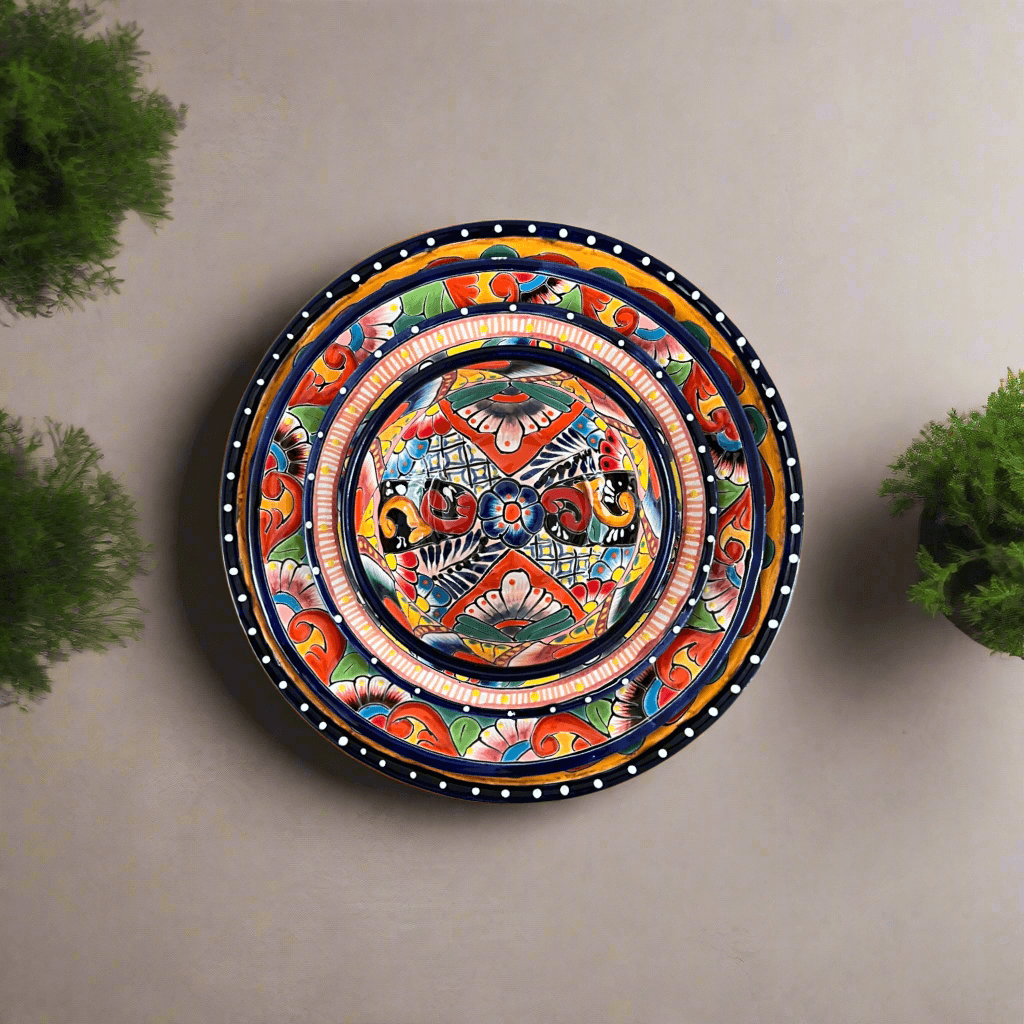 40-Piece Talavera Dinnerware Set | Colorful Tableware for 8 - hand-painted Talavera plate with vibrant Mexican floral and bird motifs