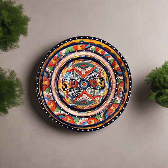 40-Piece Talavera Dinnerware Set | Colorful Tableware for 8 - hand-painted Talavera plate with vibrant Mexican floral and bird motifs