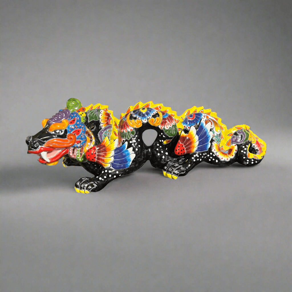 Handmade Talavera Dragon Statue | Cultural Art