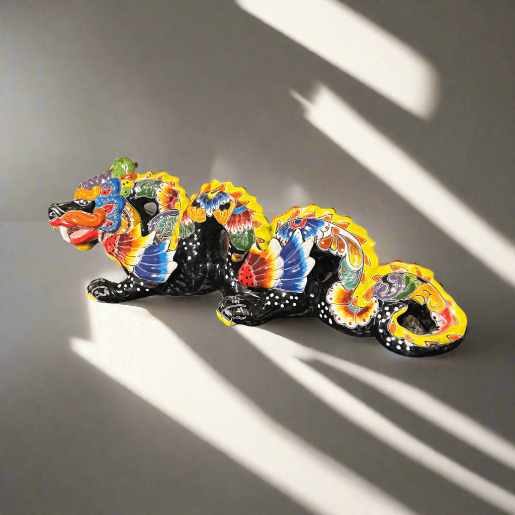 Handmade Talavera Dragon Statue | Cultural Art