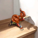 Talavera Elephant Statue | Handmade Mexican Ceramic Decor - hand-painted blue orange floral ceramic elephant figurine from Guanajuato