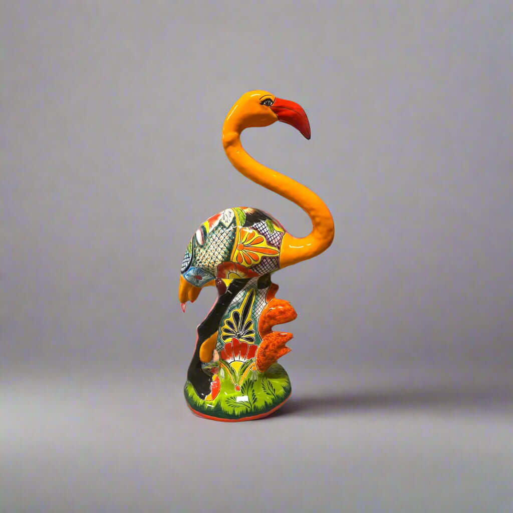 Handmade Talavera Flamingo Art | Mexican Ceramic