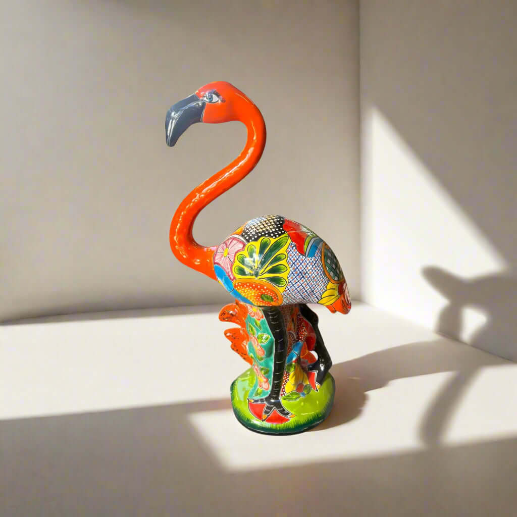 Handmade Talavera Flamingo Art | Mexican Ceramic