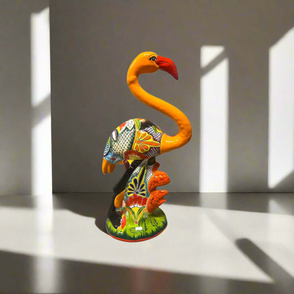 Handmade Talavera Flamingo Art | Mexican Ceramic