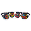 Talavera Floral Coffee Mug | Handcrafted Mexican Ceramic Cup - four hand-painted colorful Talavera mugs with bold floral and geometric motifs