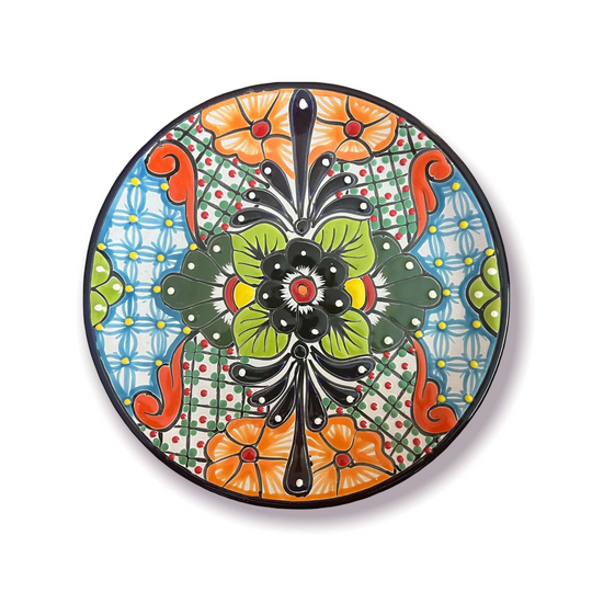 20-Piece Talavera Dinnerware Set | Handmade Floral Tableware (Seats 6) - hand-painted Talavera 5" decorative plate floral design from Guanajuato, Mexico