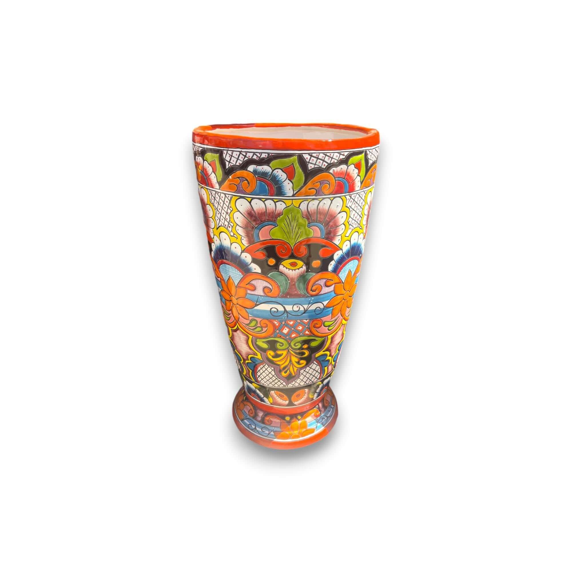 Handmade Talavera Tall Flower Pot | 27" Mexican Pot