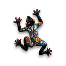 Large Handmade Frog Wall Art | Hand-Painted Talavera Mexican Decor - hand-painted black Talavera frog with colorful floral design