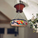 Handmade Talavera Hanging Flower Pot | Artisan Mexican Planter for Home Decor vibrant hand-painted hanging Talavera planter from Guanajuato, Mexico
