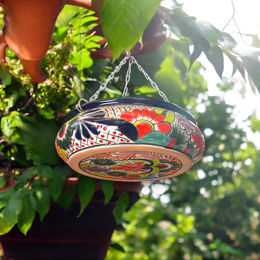 Handmade Talavera Hanging Flower Pot | Artisan Mexican Planter for Home Decor vibrant hand-painted hanging planter from Guanajuato, Mexico