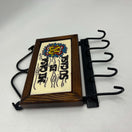 Talavera Key Holder | Handmade Mexican Wall Hook with hand-painted tile, wooden frame and black metal 5-hook rack