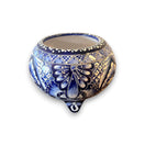 Handmade Talavera Molcajete Planter | Colorful Mexican Flower Pot - blue hand-painted three-legged ceramic planter from Guanajuato