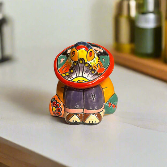 Handmade Talavera Panchito | Colorful Sleeping Man Figurine hand-painted Talavera sleeping man with vibrant hat, kiln-fired lead-free glaze