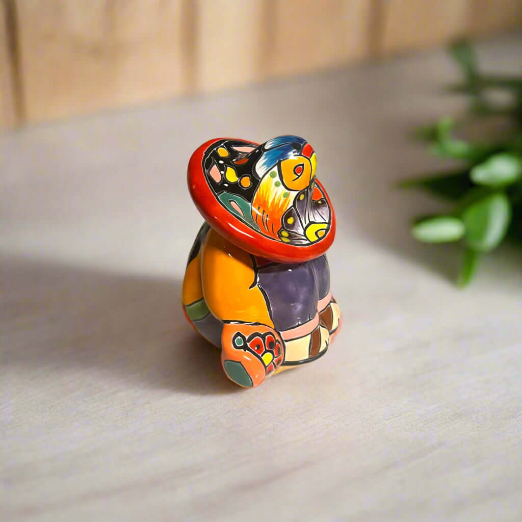Handmade Talavera Panchito | Colorful Sleeping Man Figurine - hand-painted kiln-fired Talavera sleeping man from Guanajuato, vibrant lead-free glaze