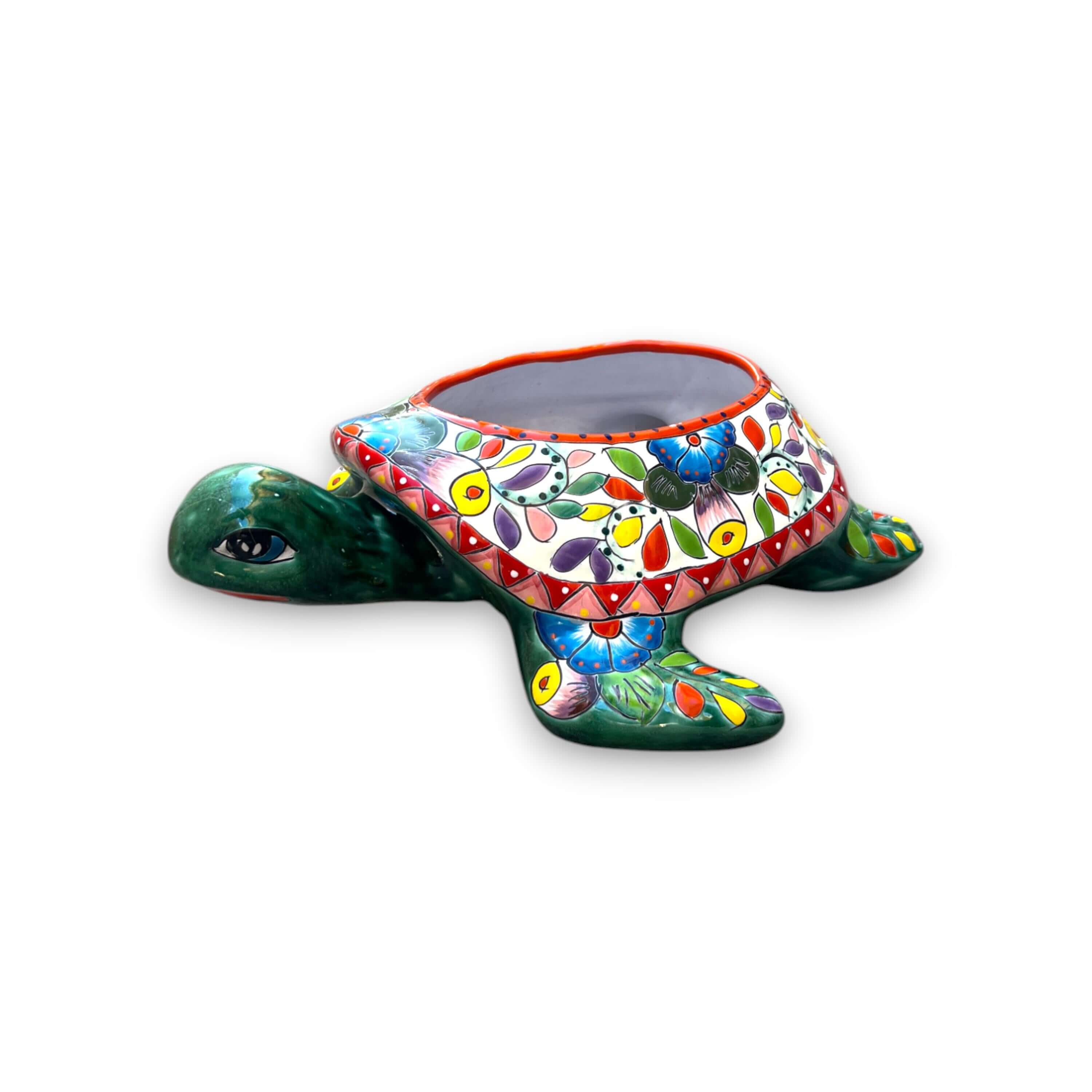 Talavera Sea Turtle Planter - Hand-Painted Ceramic Pot