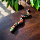 Handmade Talavera Snake Statue | Hand-Painted Mexican Decor - 2-foot hand-painted Talavera ceramic snake with vivid floral patterns
