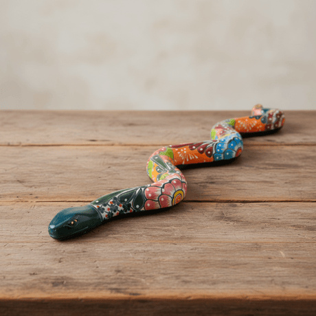 Handmade Talavera Snake Statue - lifestyle product view 1