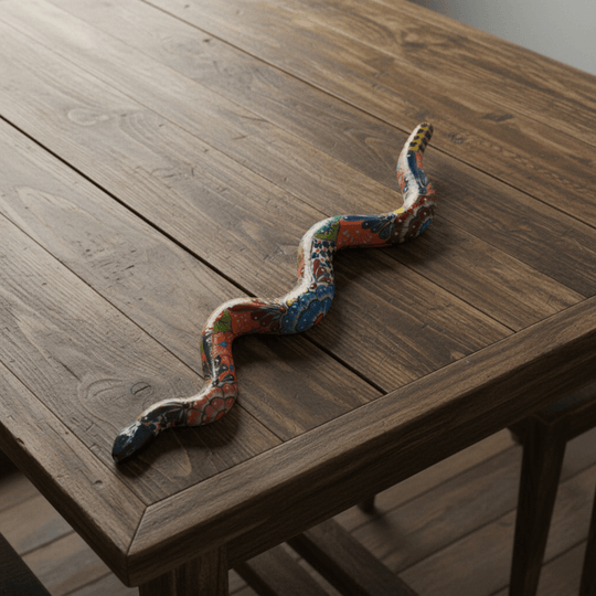 Handmade Talavera Snake Statue - lifestyle product view 2
