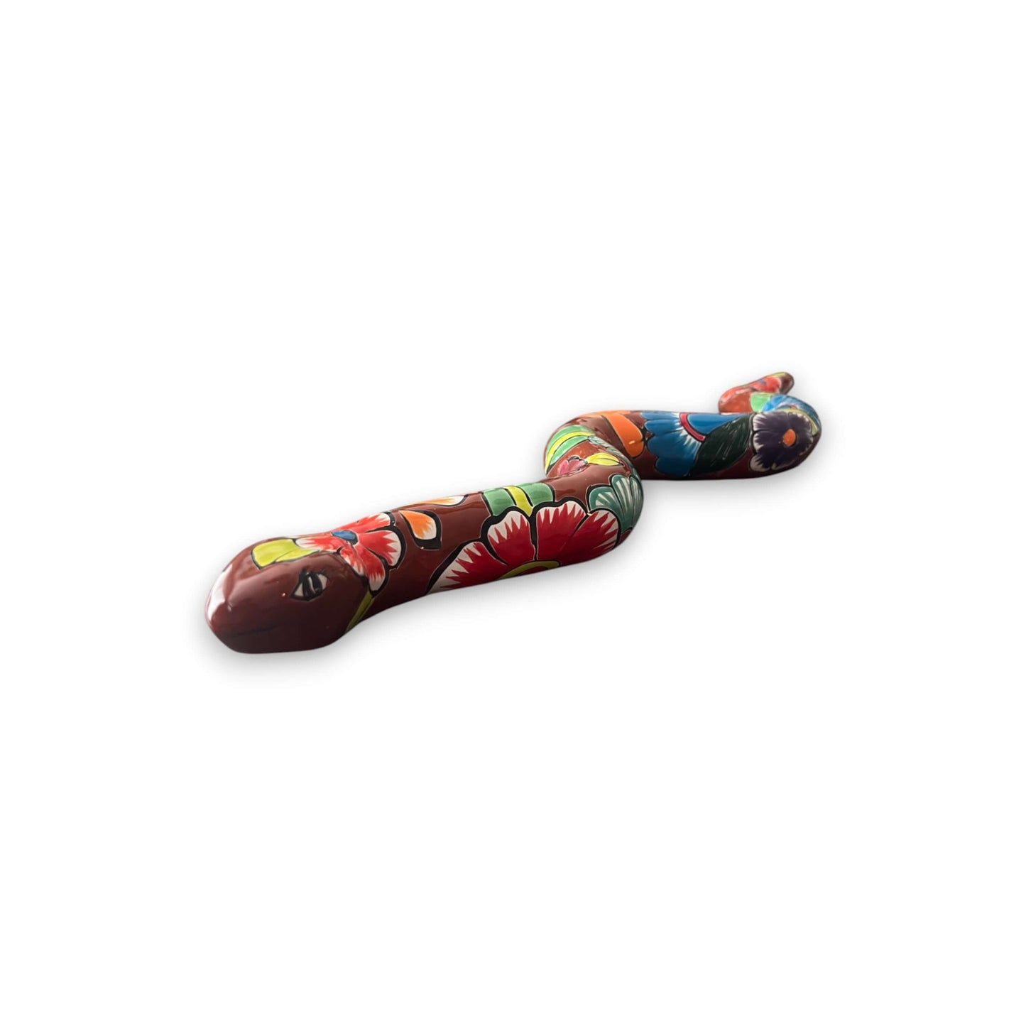 Handmade Talavera Snake Statue - Mexican Decor