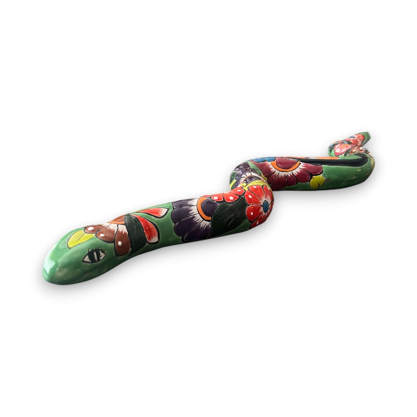 Handmade Talavera Snake Statue - Mexican Decor