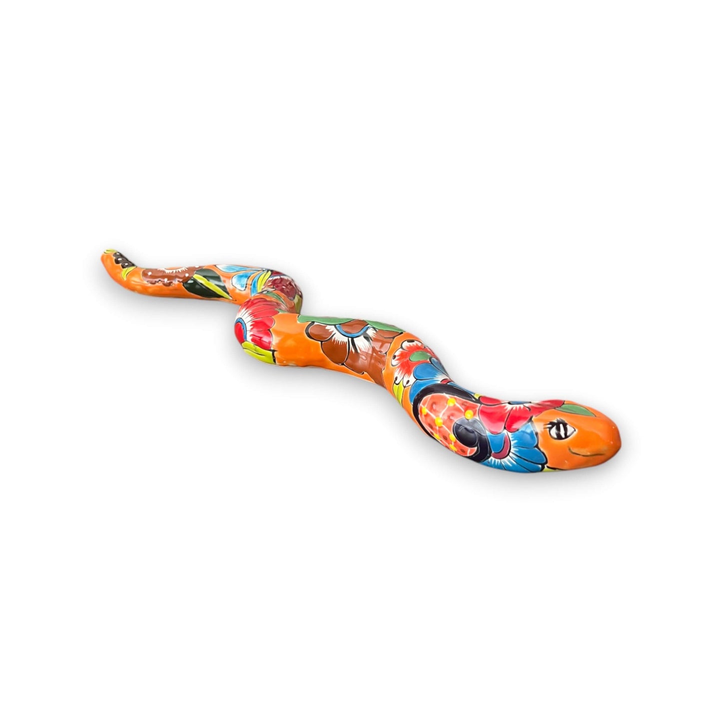 Handmade Talavera Snake Statue - Mexican Decor
