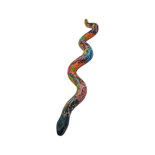 Handmade Talavera Snake Statue - white background product view 8