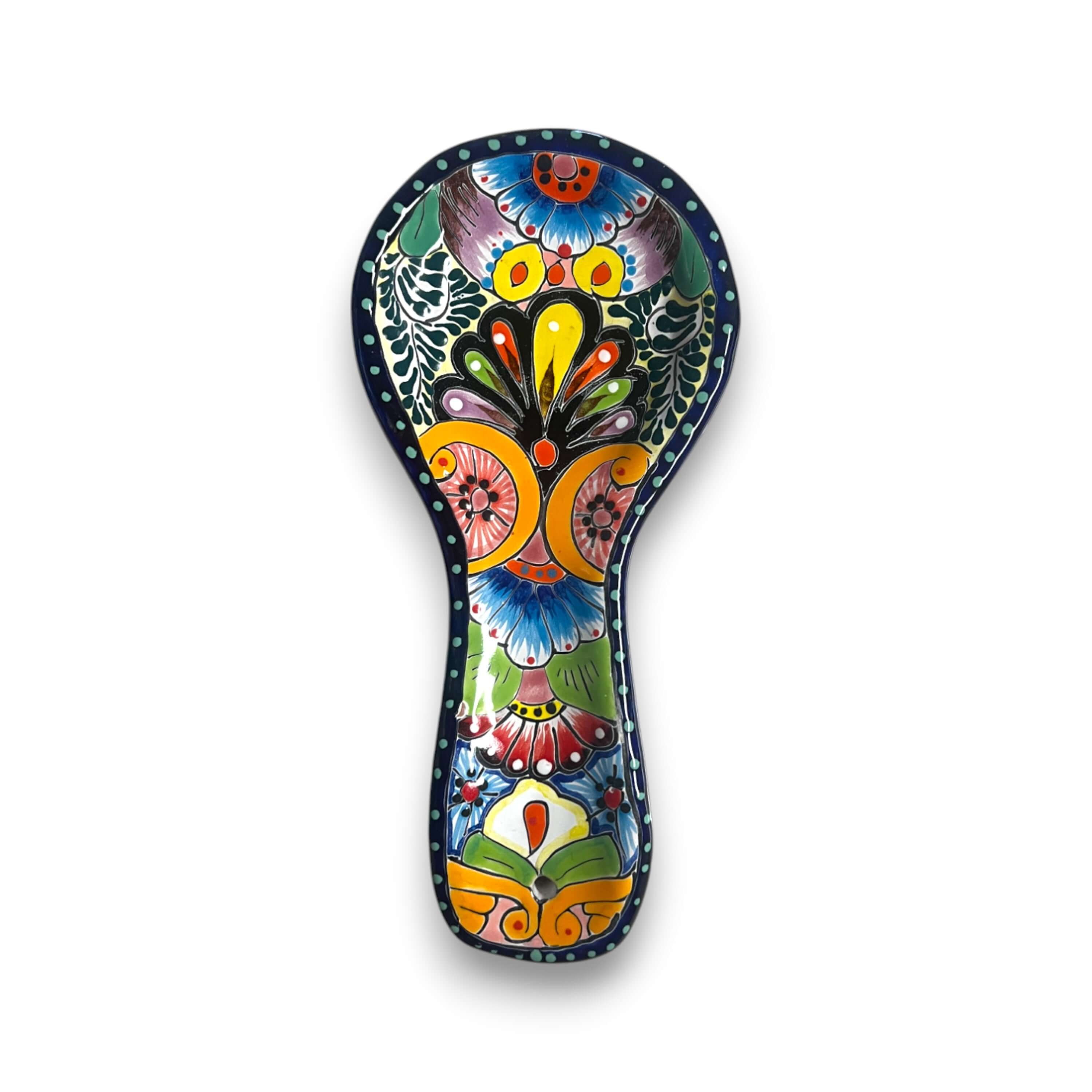 Hand-Painted Talavera Spoon Rest – Colorful Mexican Pottery