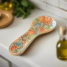 Talavera Spoon Rest | Handmade Mexican Puebla colorful hand-painted Talavera ceramic spoon rest from Puebla, lead-free glaze
