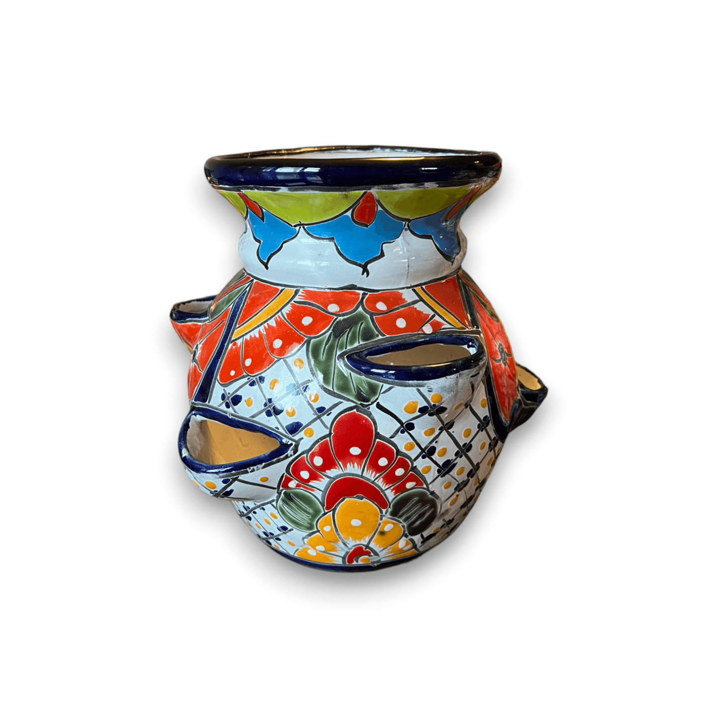 Handmade Talavera Strawberry Planter | Colorful Mexican Pottery - vibrant hand-painted multicolor strawberry-shaped ceramic planter