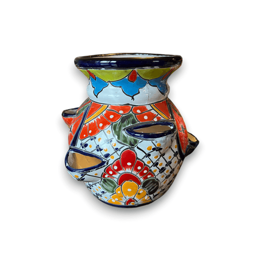 Handmade Talavera Strawberry Planter | Colorful Mexican Pottery - vibrant hand-painted multicolor strawberry-shaped ceramic planter