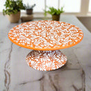 Talavera Cake Stand Set | Two-Piece Handmade Dessert Pedestal - hand-painted terracotta and white floral ceramic cake stand
