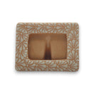 Handmade Talavera Photo Frame | Terracotta & White Design - hand-painted terracotta frame with white floral detailing from Guanajuato