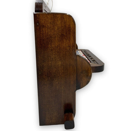 Personalized Talavera Wall Decor | Custom Paper Towel Holder - side view of handmade dark wood holder with decorative Talavera tile and spindle