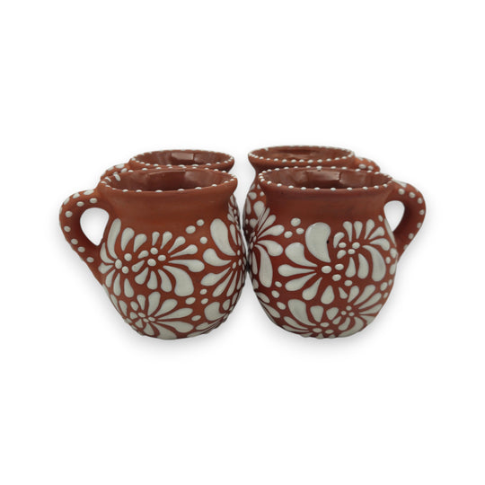Terracotta Jarrito Mug | Handmade Mexican Relief Pottery Cup set