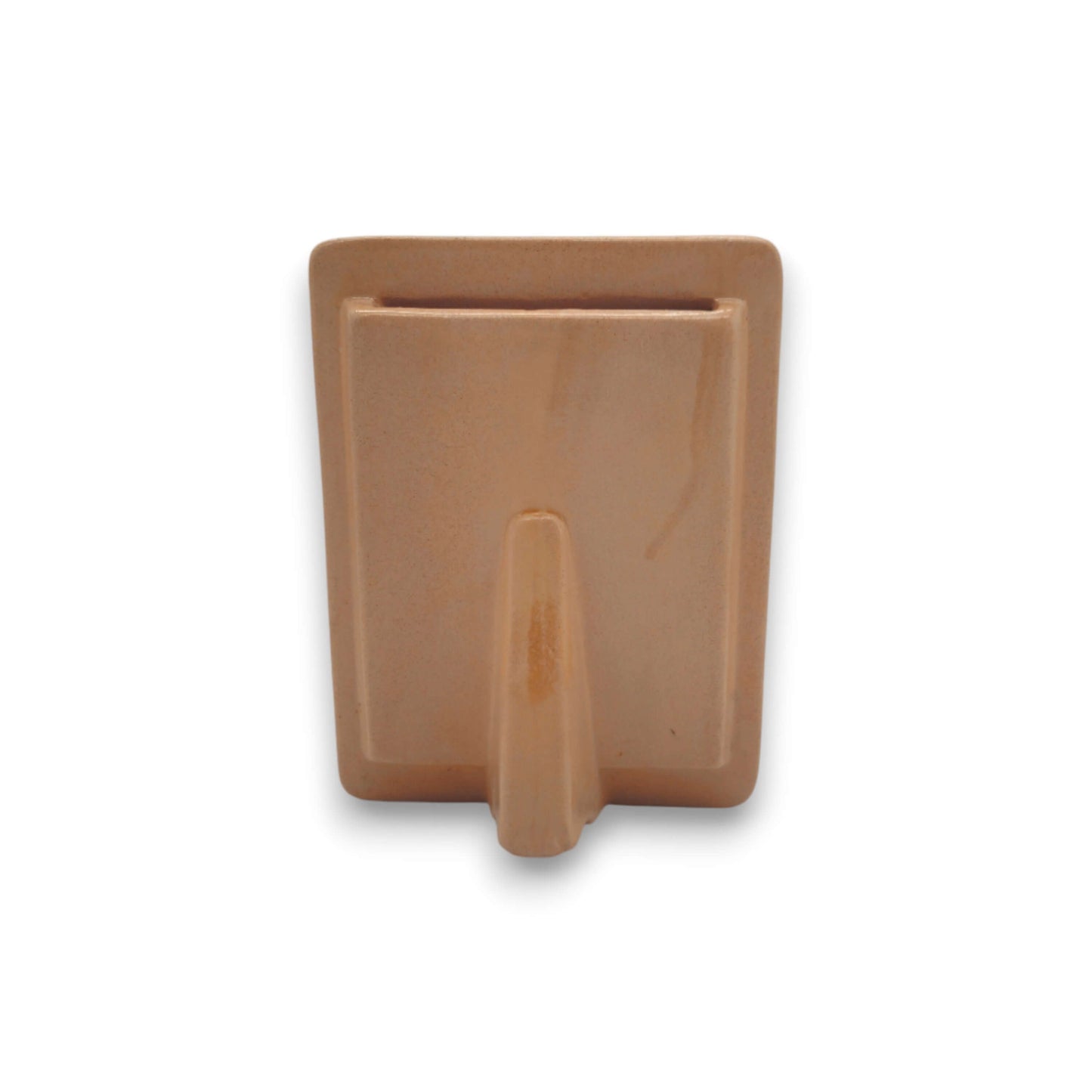 Handmade Talavera Photo Frame | Terracotta & White Design - back view of terracotta stand and hanging slot, handmade kiln-fired piece