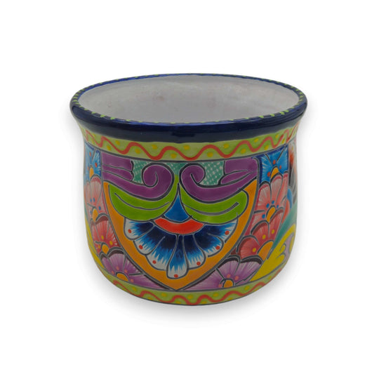 Vibrant Talavera Ceramic Planter | Mexican Handcrafted Pot - colorful hand-painted floral ceramic planter from Guanajuato