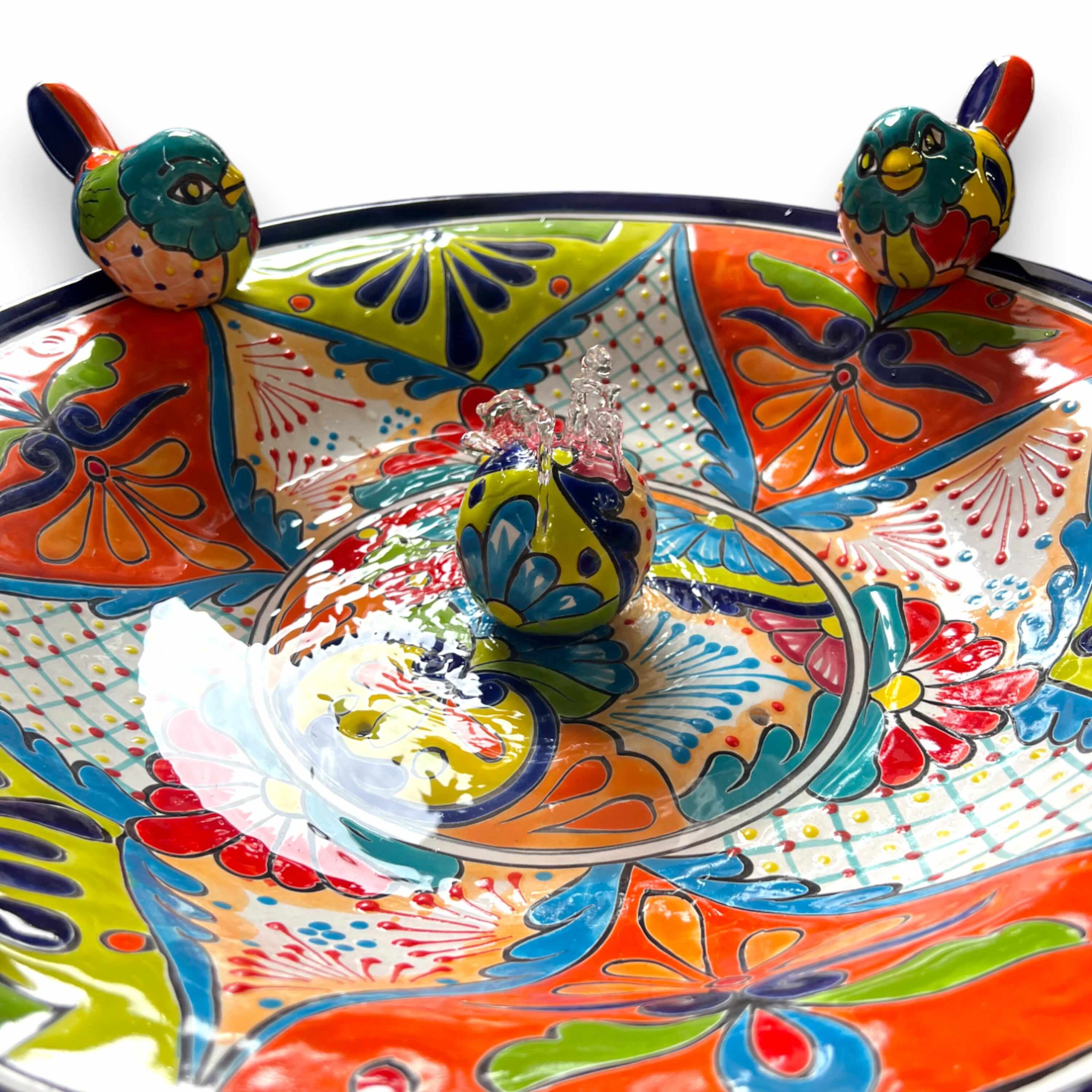 Handmade Talavera Bird Bath | Ceramic Art Fountain